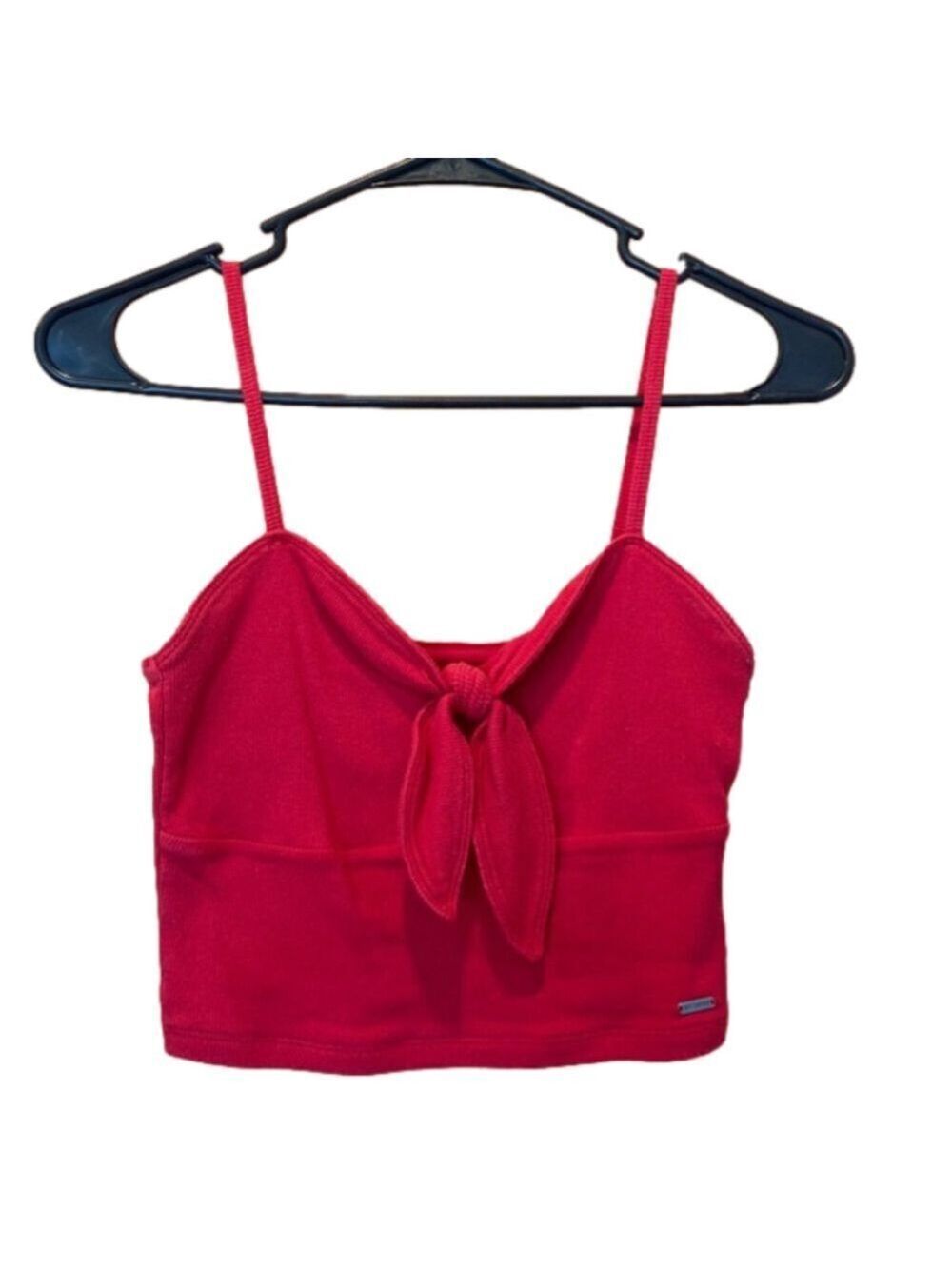 Hollister Going Out Red Cropped Sleeveless Tank Top with Front Tie Size Medium